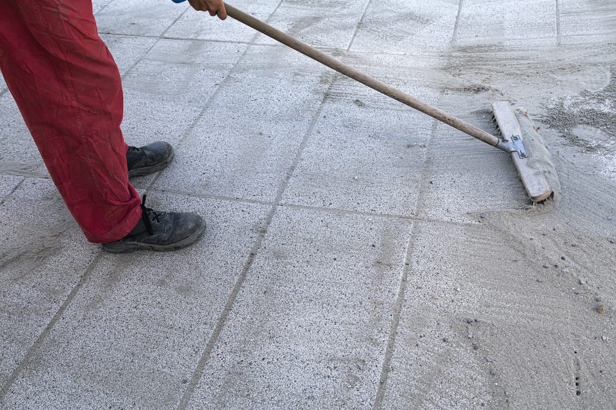 Pouring concrete at construction site