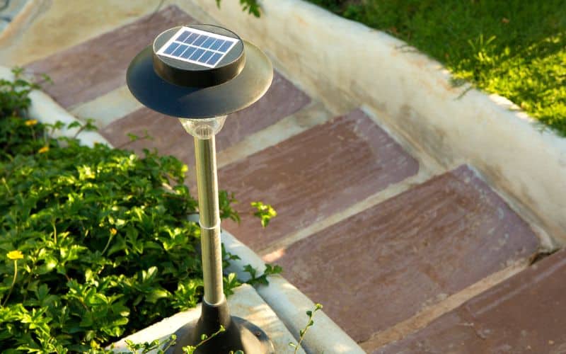 A solar powered garden light 