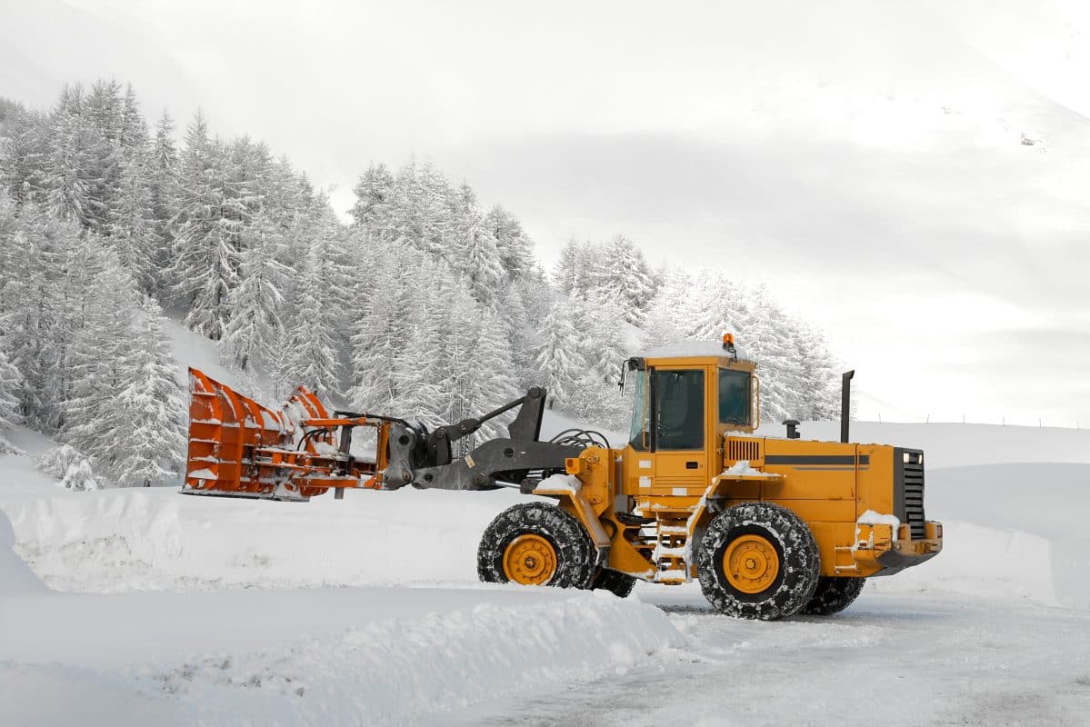 snow clearing equipment winter scene