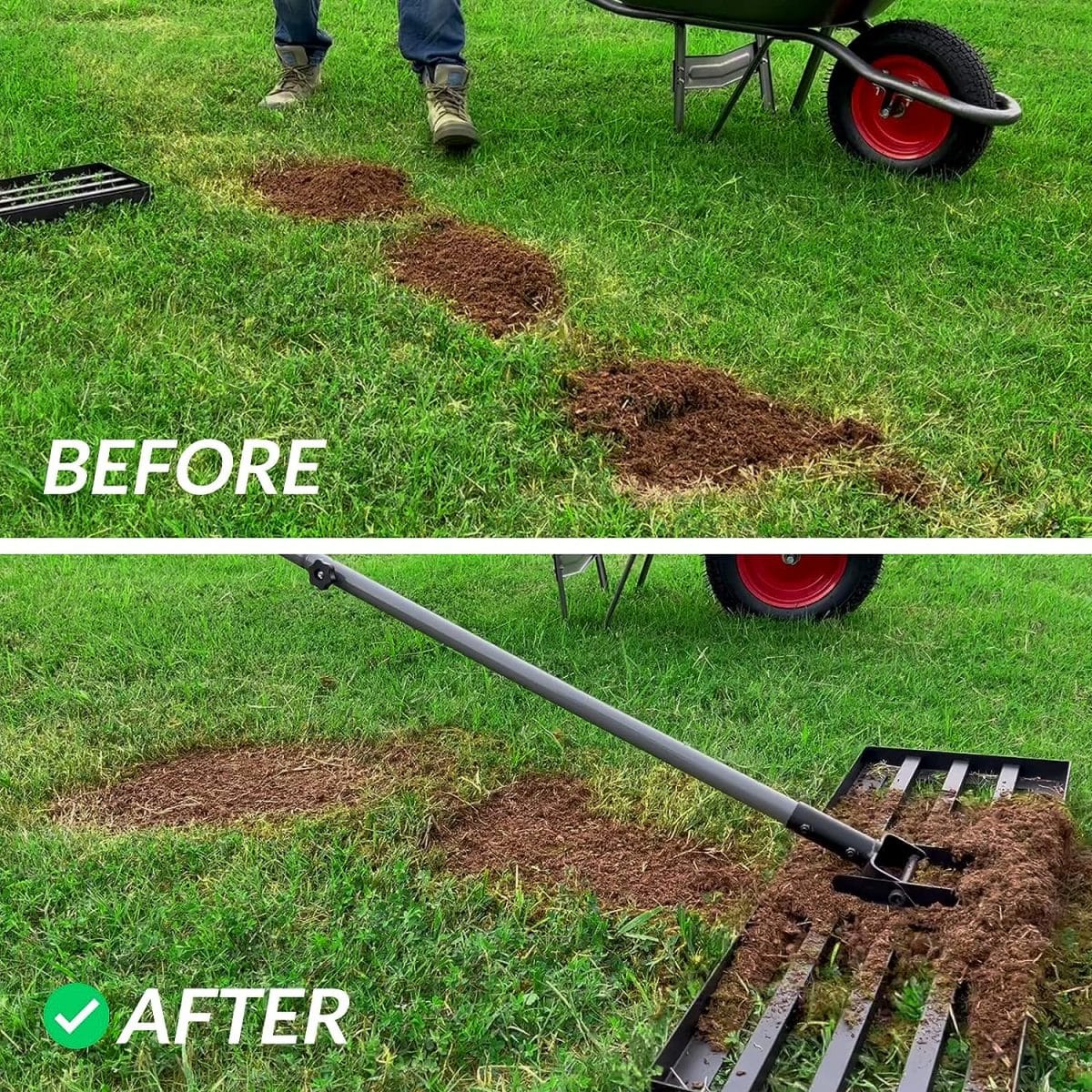 yard leveling tool before after