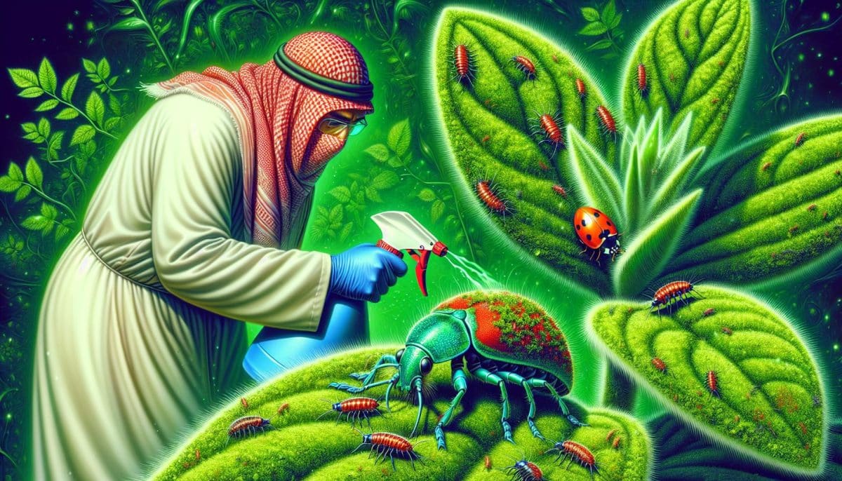 Scientist Inspecting Insects on Leaves