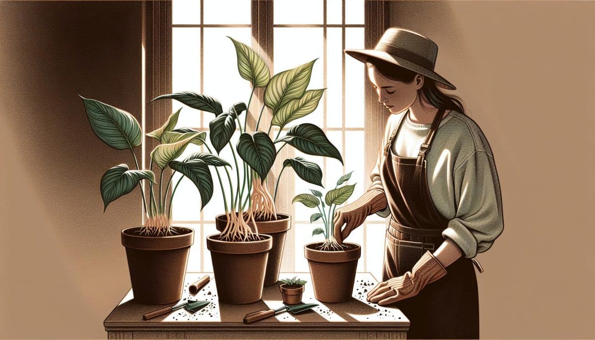 Woman Caring For Houseplants