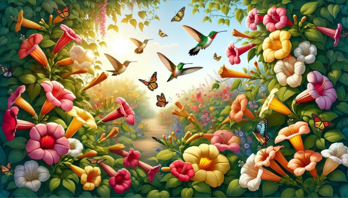 enchanting floral garden with butterflies
