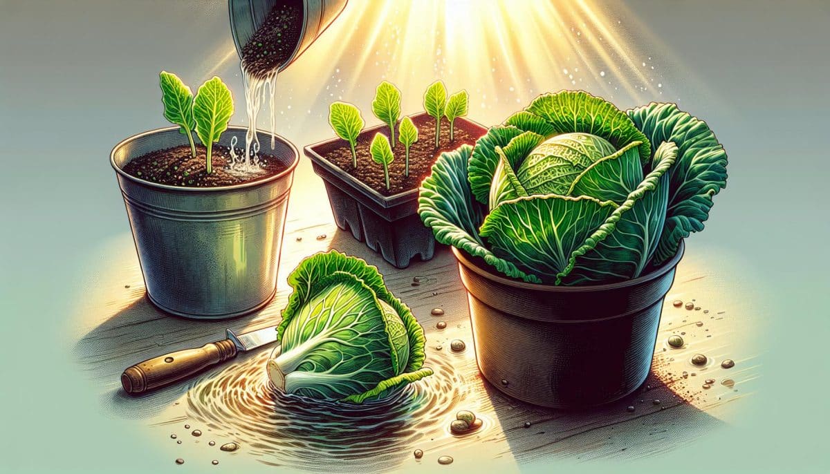 sunlit cabbage plants growth gardening