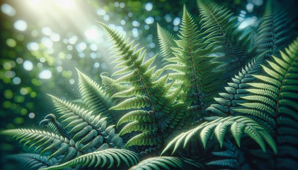 sunlit ferns nature scene
