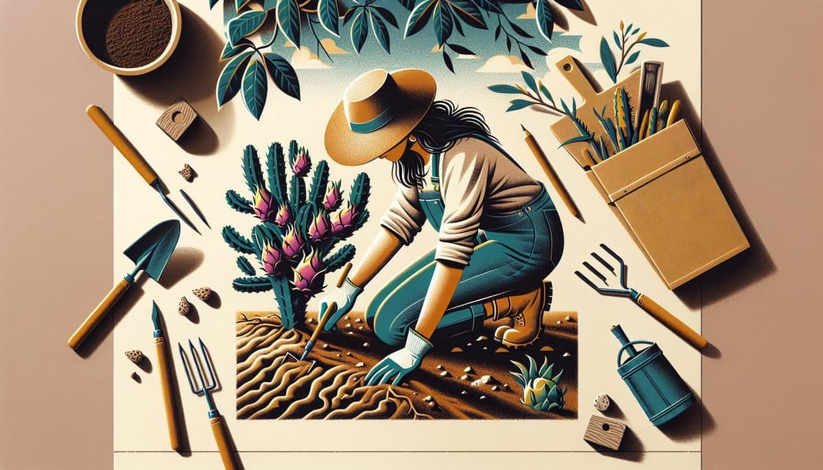 woman gardening cactus illustration