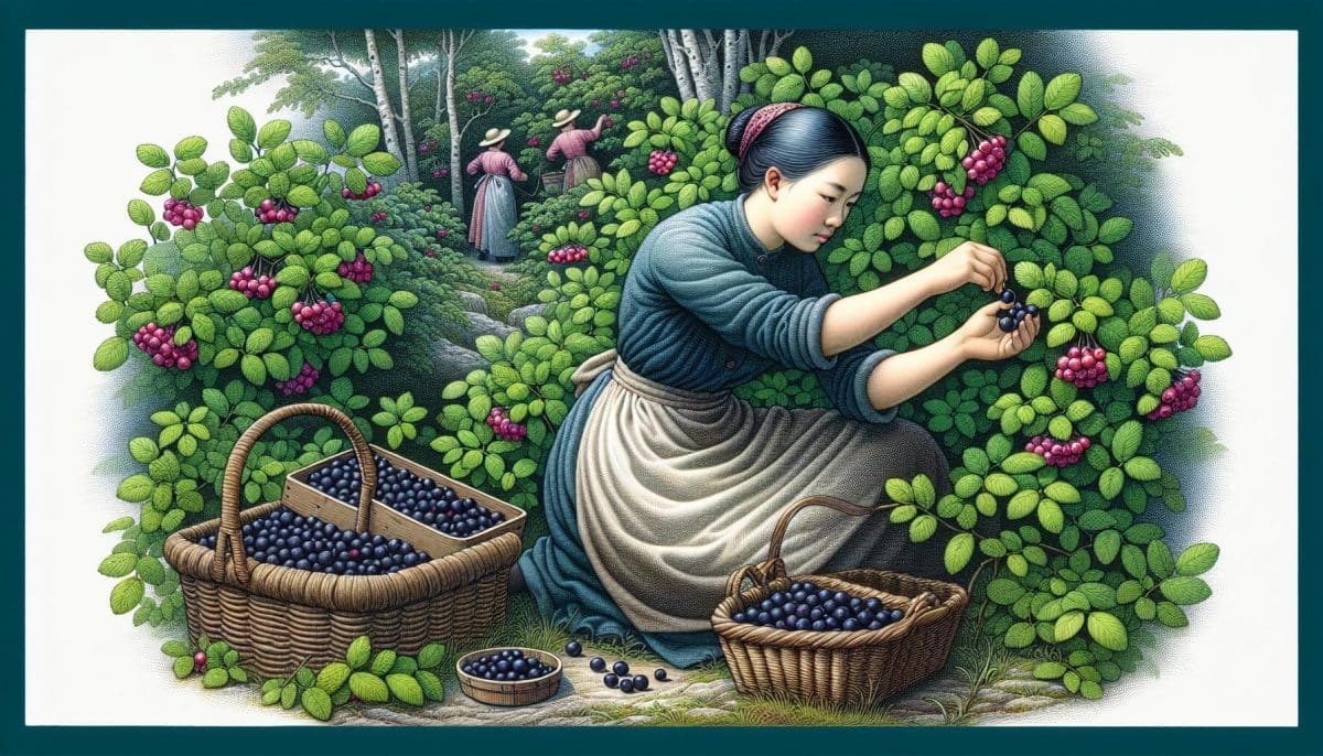 woman harvesting grapes artwork