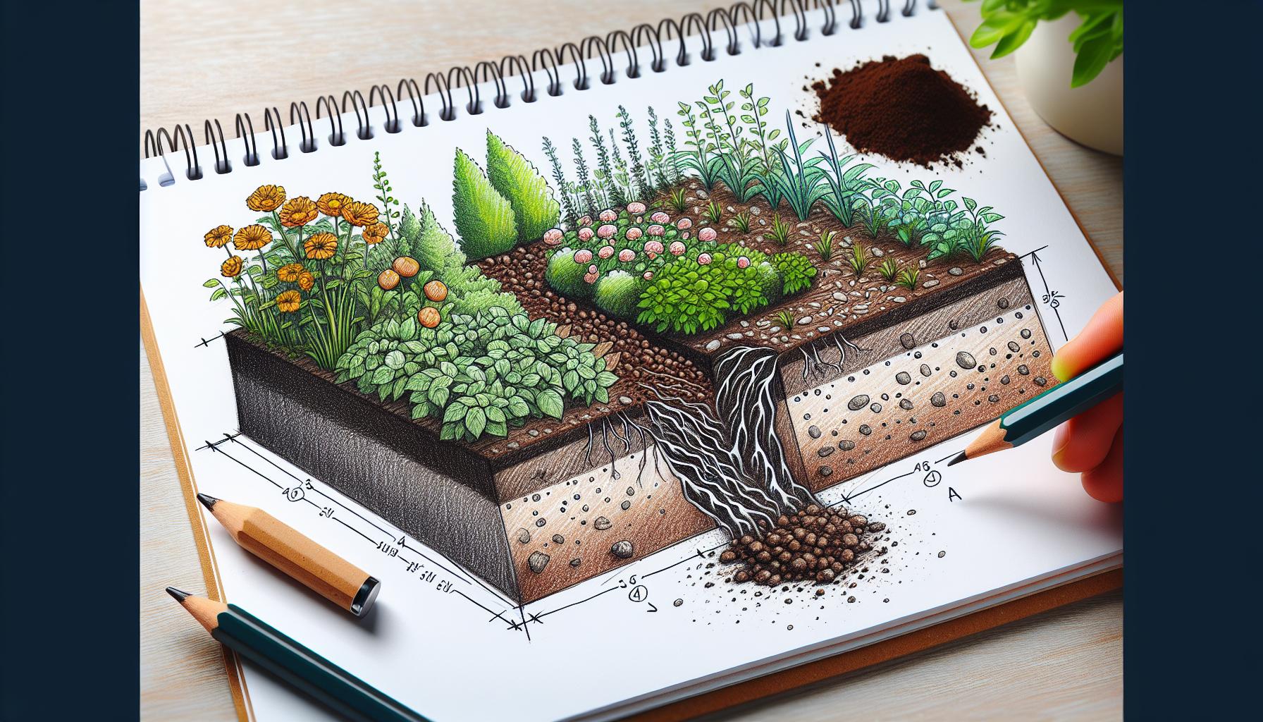 3D Sketchbook Art Garden Illustration