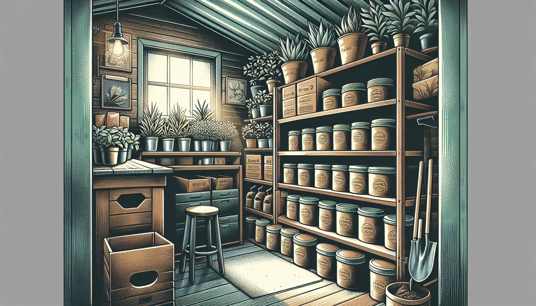 cozy potting shed interior plants