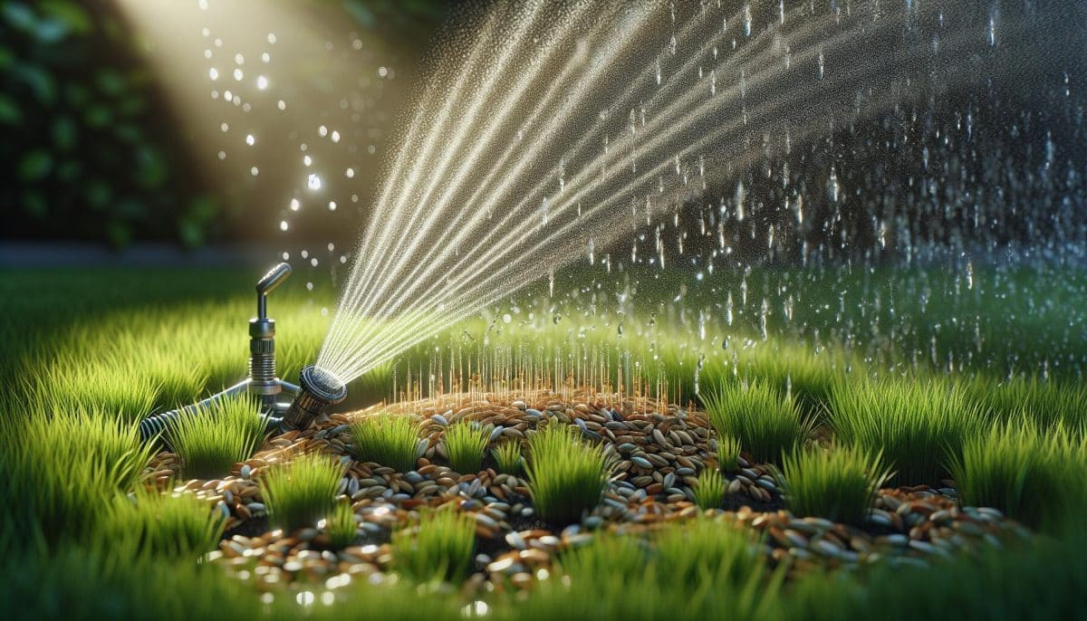 garden sprinkler watering grass