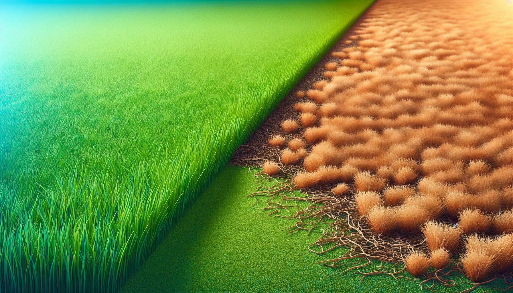 green grass brown soil cross section