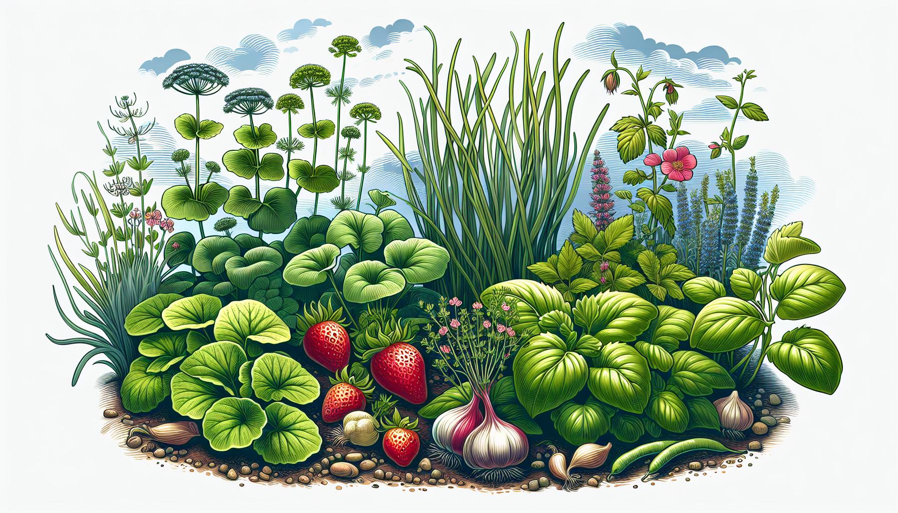 lush vegetable garden illustration