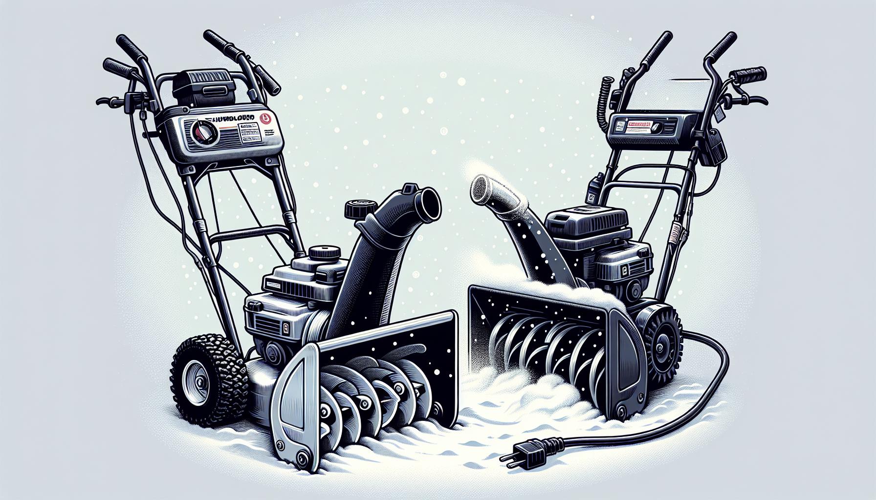 snowblower vs treadmill winter fitness concept