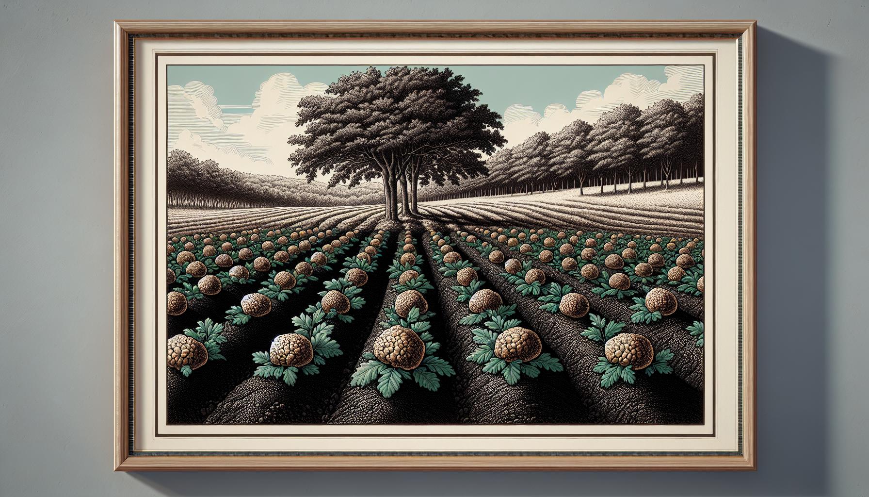 surreal field tree painting framed