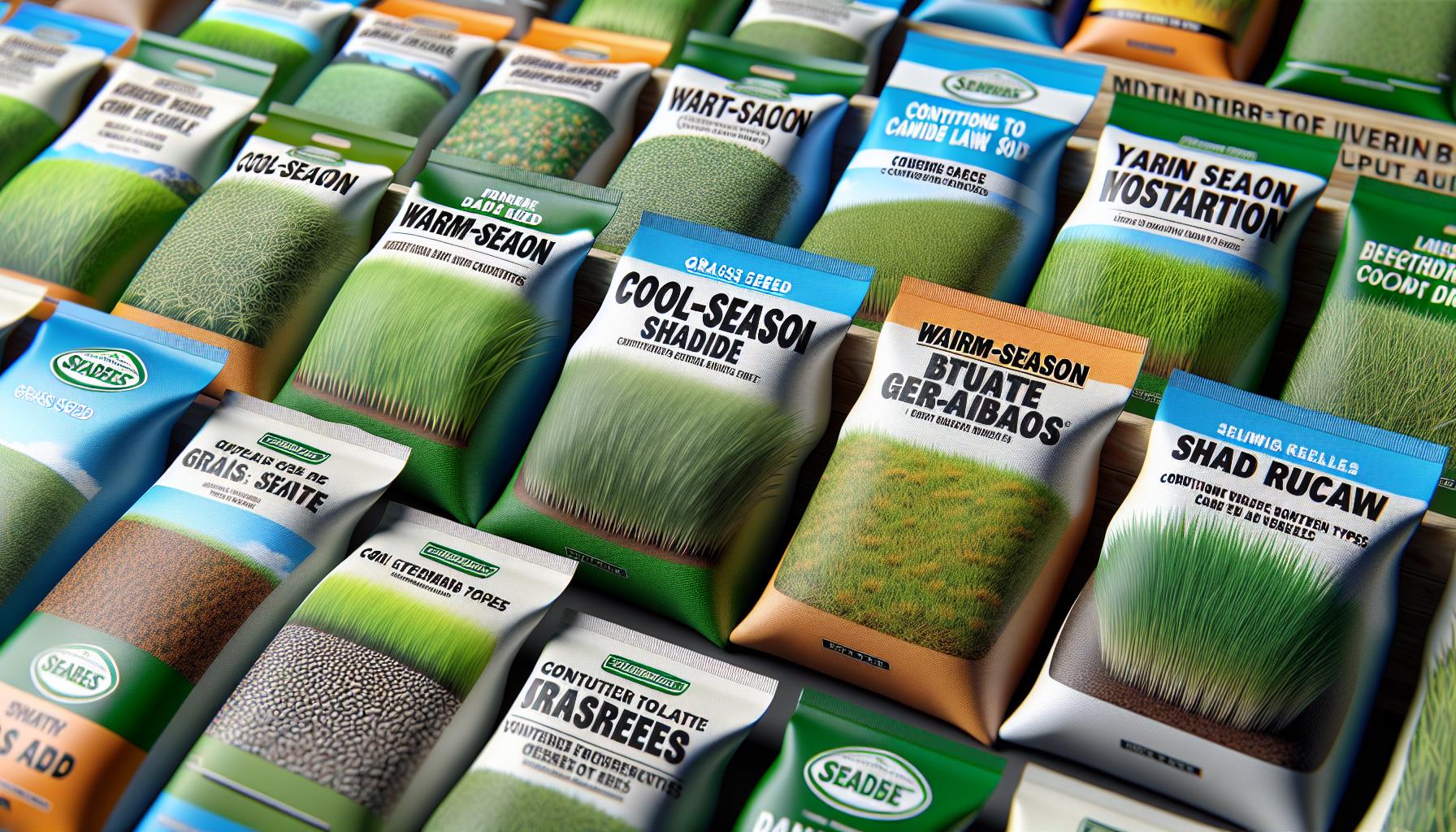 variety of grass seed packages gardening