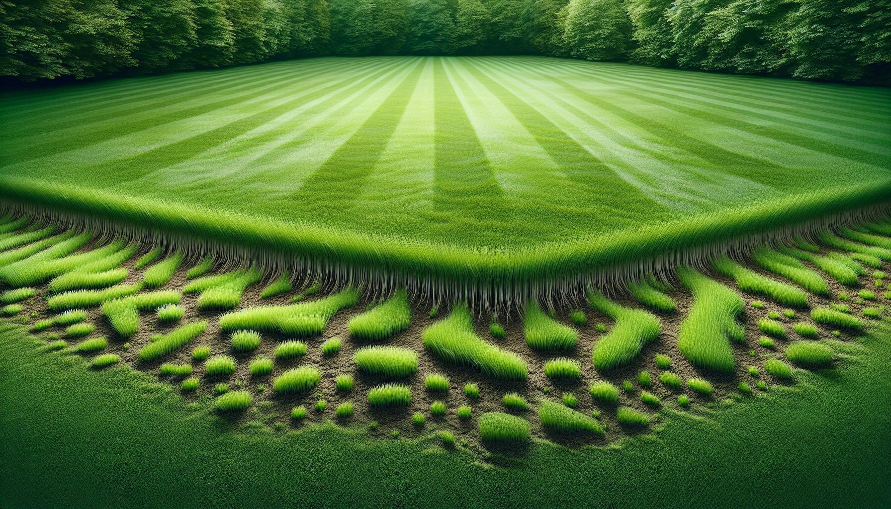 vibrant green lawn cross section