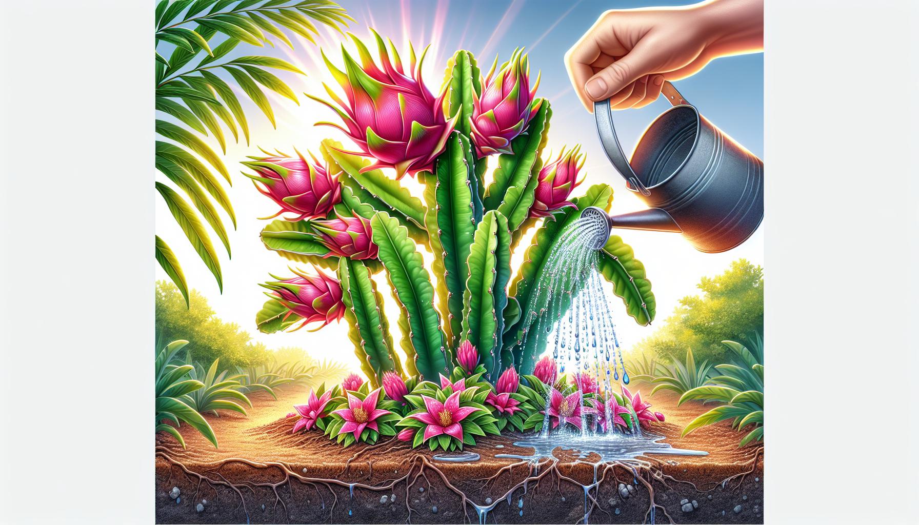 watering plants growth artwork