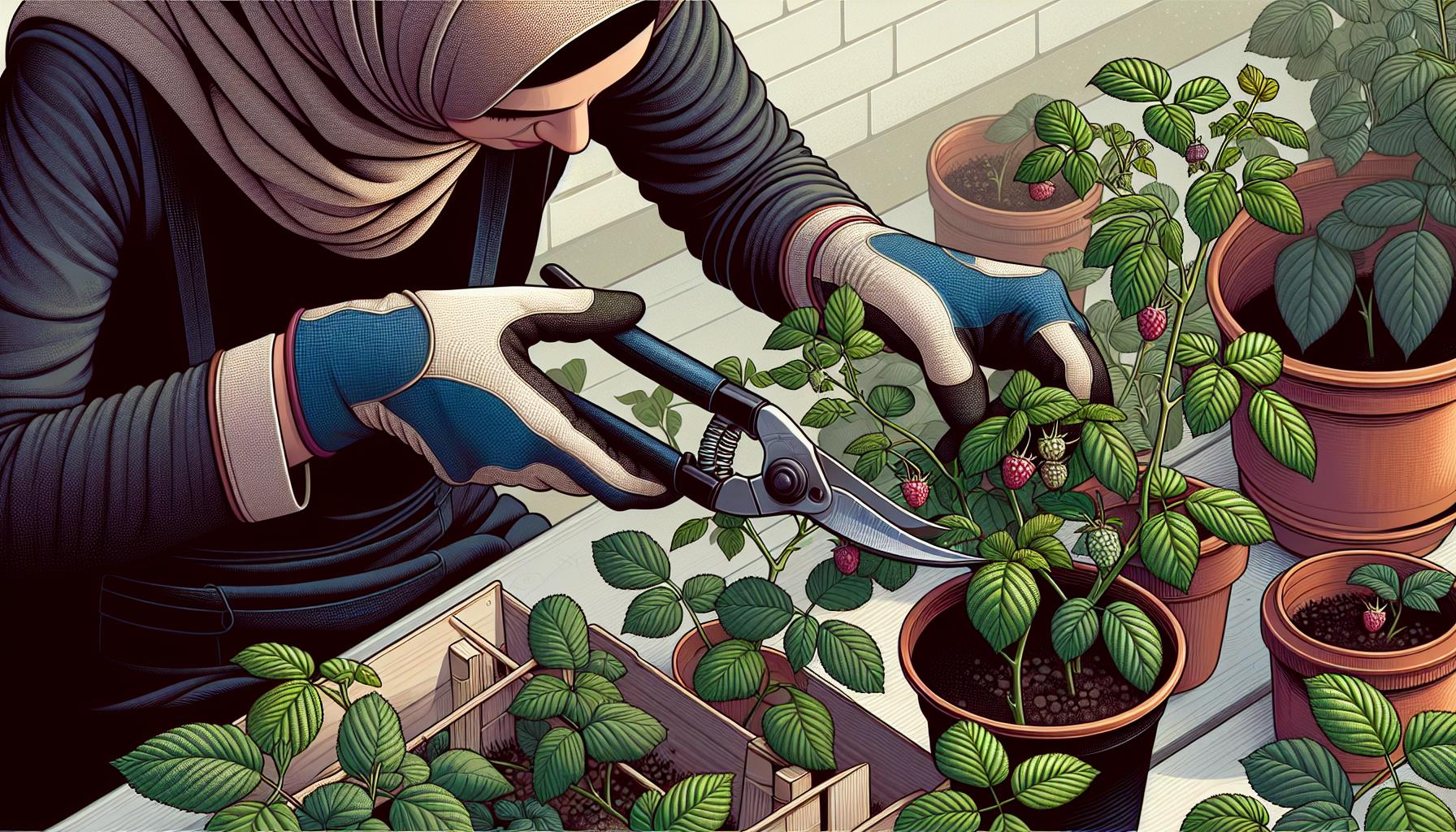 woman gardening potted plants